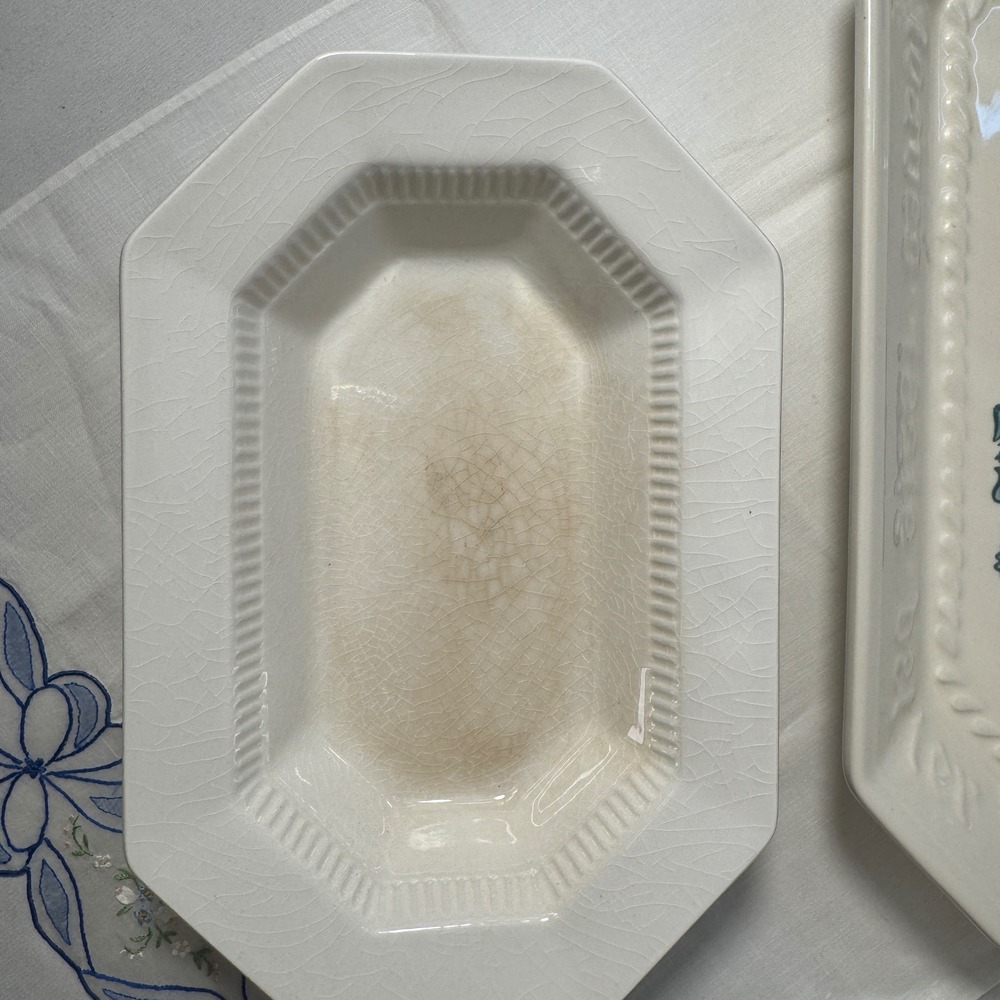 Pfaltzgraff Nikko Serving Set OS Cream Blue Yorktowne Tray and Octagon Bowl - Picture 5 of 13